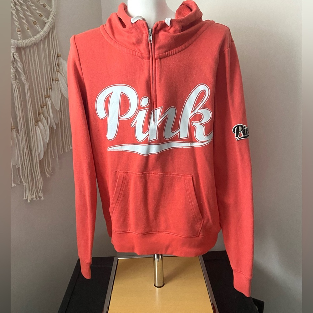 PINK Victoria's Secret Coral Pink Zip-Up Hoodie